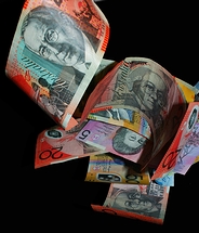 舞うオーストラリアドル紙幣(2009年)