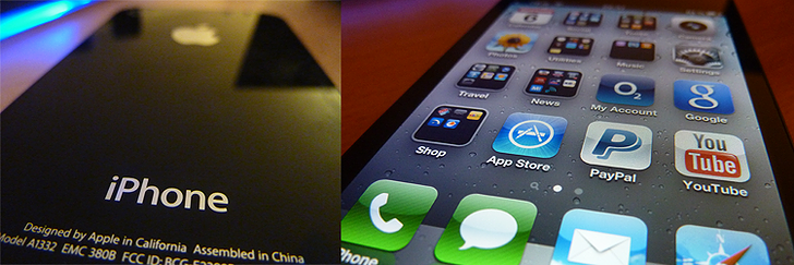 アップル社のスマートフォン「iPhone 4」(2010年)の画像