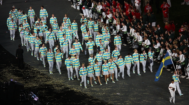 ロンドンオリンピックにおけるスウェーデン選手団のパレード(2012年・ロンドン)の画像