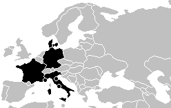 欧州地図におけるデンマークとフランスとイタリアとドイツの画像