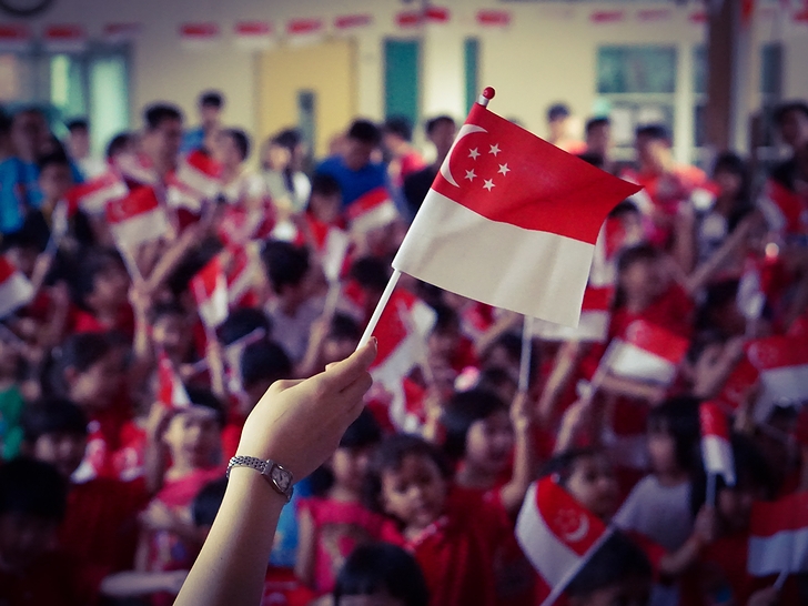 シンガポールの国旗と人々(2014年)の画像