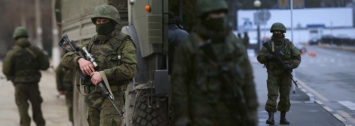 クリミア半島に駐留中のロシア軍兵士たち(2014年)