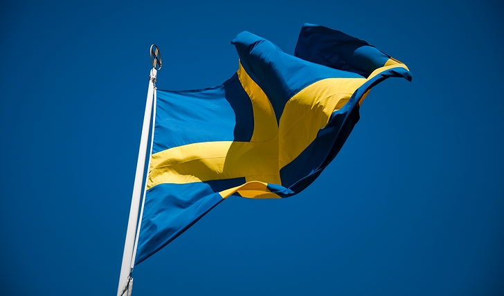 スウェーデンの国旗(2009年・スウェーデン・ウプサラ)の画像