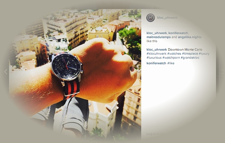 画像SNS「インスタグラム」に投稿されたスイス製の腕時計とモナコ・モンテカルロのダウンタウンの写真(2015年)