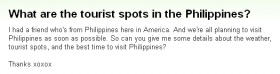 翻訳『フィリピンの観光地といえば？』