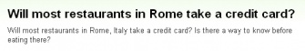 『ローマのレストランは大体クレジットカード使用可能？』