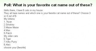 翻訳『アンケート：これらのなかで良いと思う猫の名前は？』
