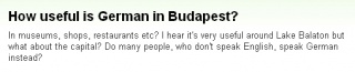 『ブダペストでドイツ語はどの程度通じますか？』