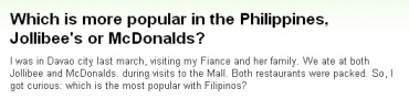 翻訳『フィリピンでジョリビーとマクドナルドはどちらのほうが人気？』